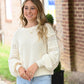 Cream Pom Sleeve Sweater