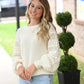 Cream Pom Sleeve Sweater