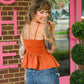 Mansi Cinnamon Pleated Tank