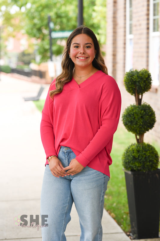 Hot Pink Lightweight Long Sleeve