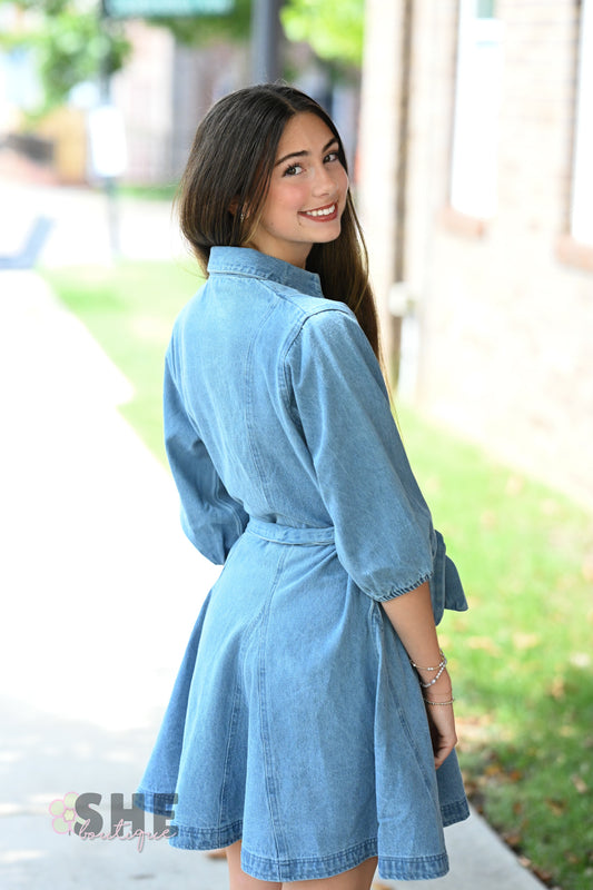 Denim Belted Dress -
