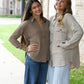 Mineral Wash Waffle Knit Button-Up Shacket: DARK TAUPE