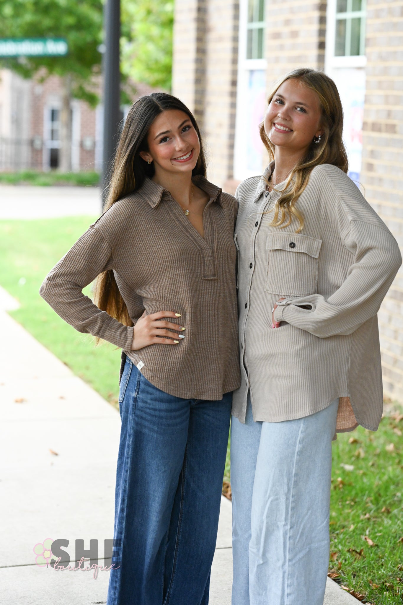 Mineral Wash Waffle Knit Button-Up Shacket: DARK TAUPE