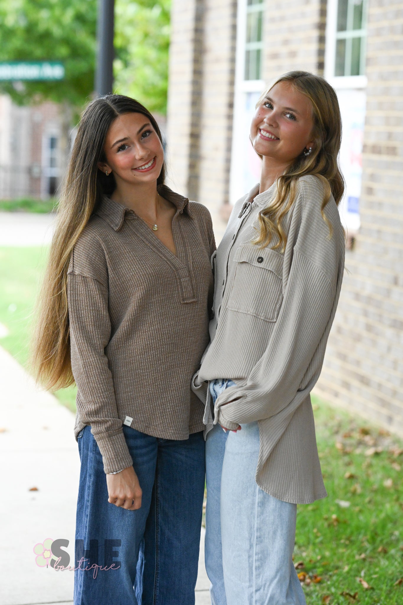 Mineral Wash Waffle Knit Button-Up Shacket: DARK TAUPE