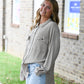 Mineral Wash Waffle Knit Button-Up Shacket: DARK TAUPE