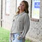 Mineral Wash Waffle Knit Button-Up Shacket: DARK TAUPE