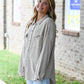 Mineral Wash Waffle Knit Button-Up Shacket: DARK TAUPE