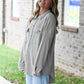 Mineral Wash Waffle Knit Button-Up Shacket: DARK TAUPE