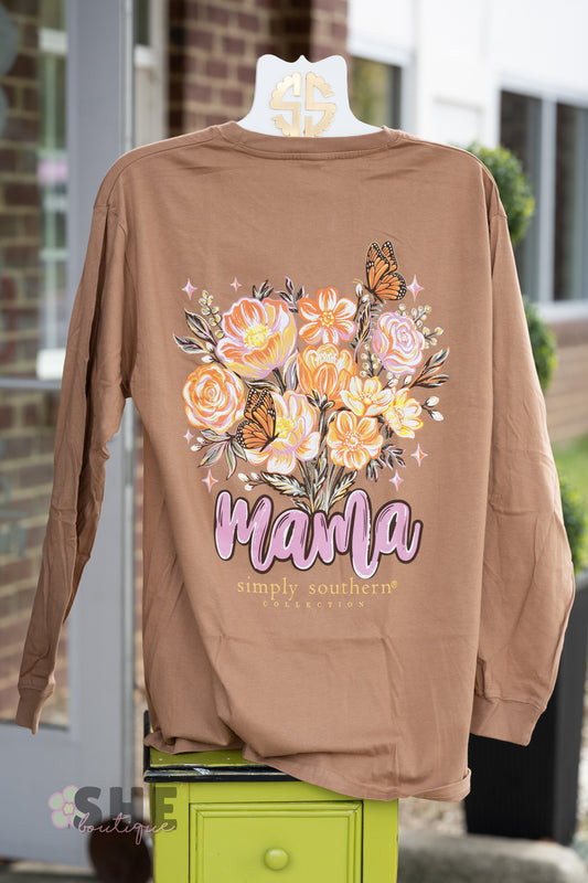 Mama Floral Butterfly LS Tee