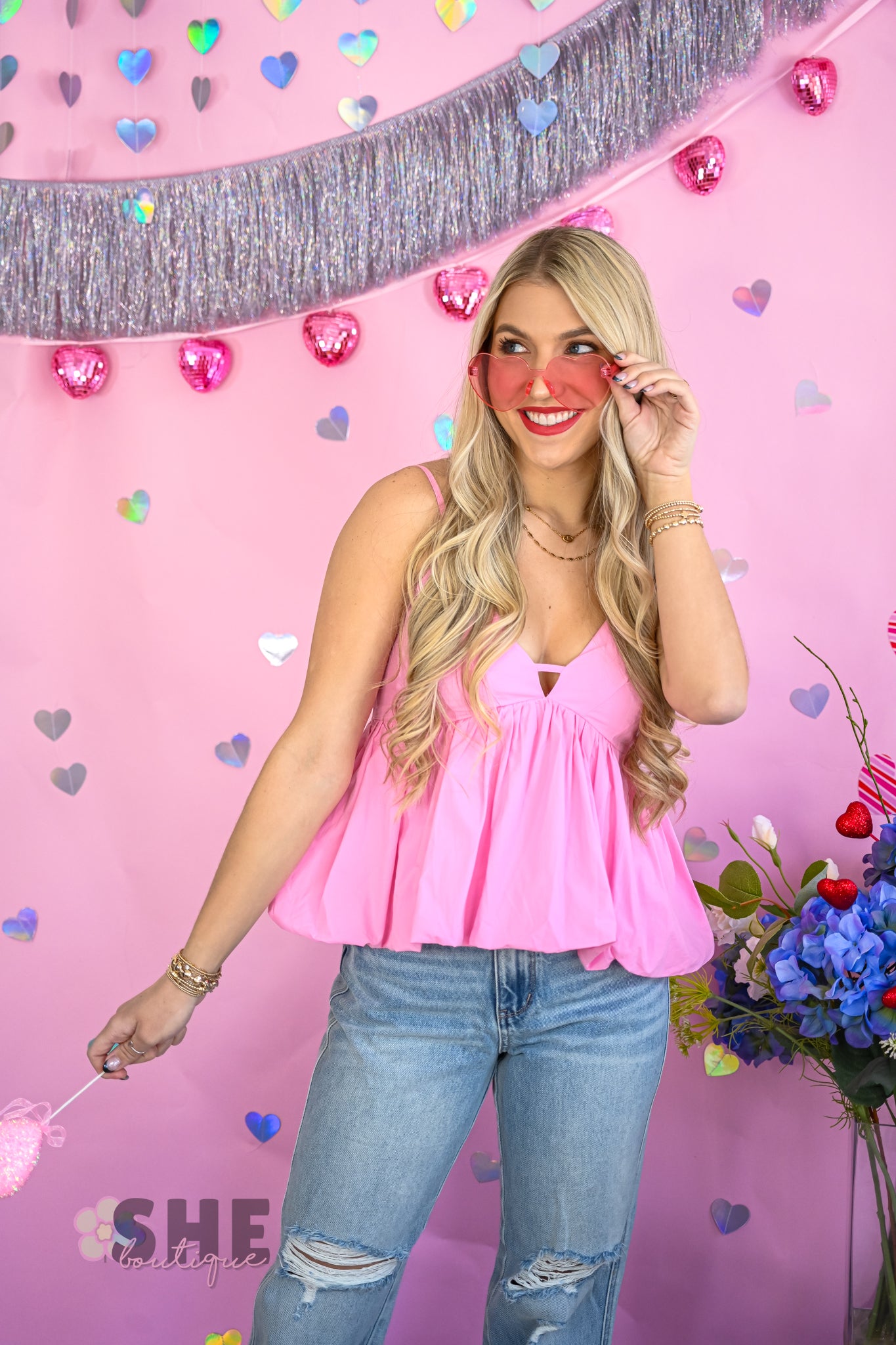 Tay Bubble Hem Pink Tank