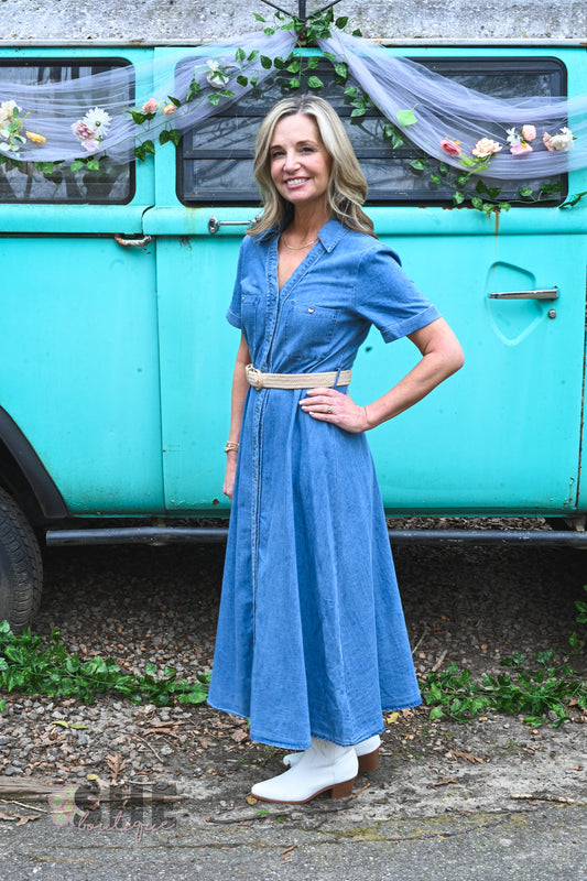 Darlene Belted Denim Dress