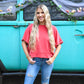 Red Via Short Sleeve Top
