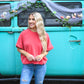 Red Via Short Sleeve Top