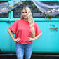 Red Via Short Sleeve Top