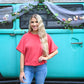 Red Via Short Sleeve Top