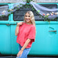 Red Via Short Sleeve Top