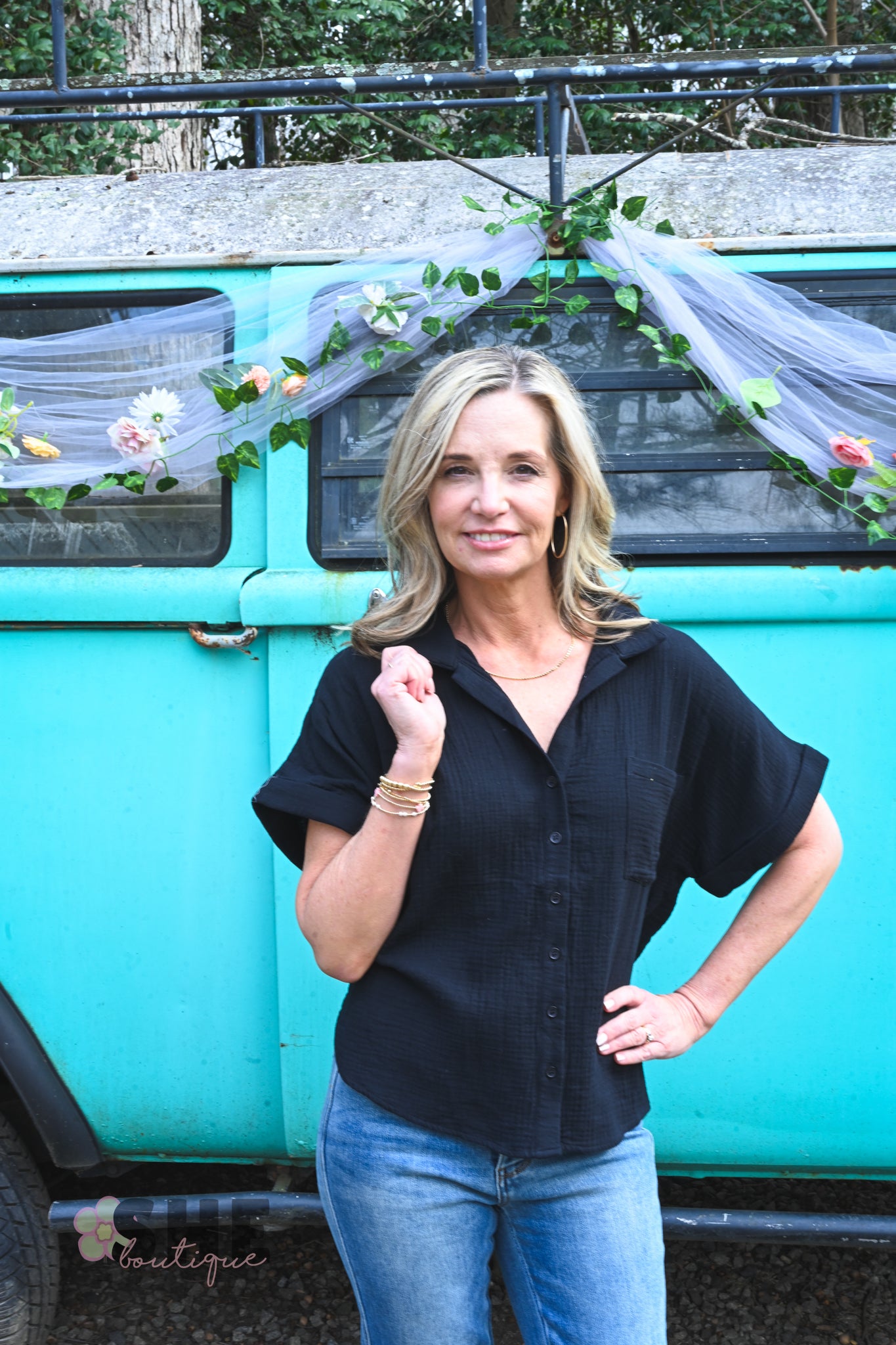 Bella Black Blouse Top -