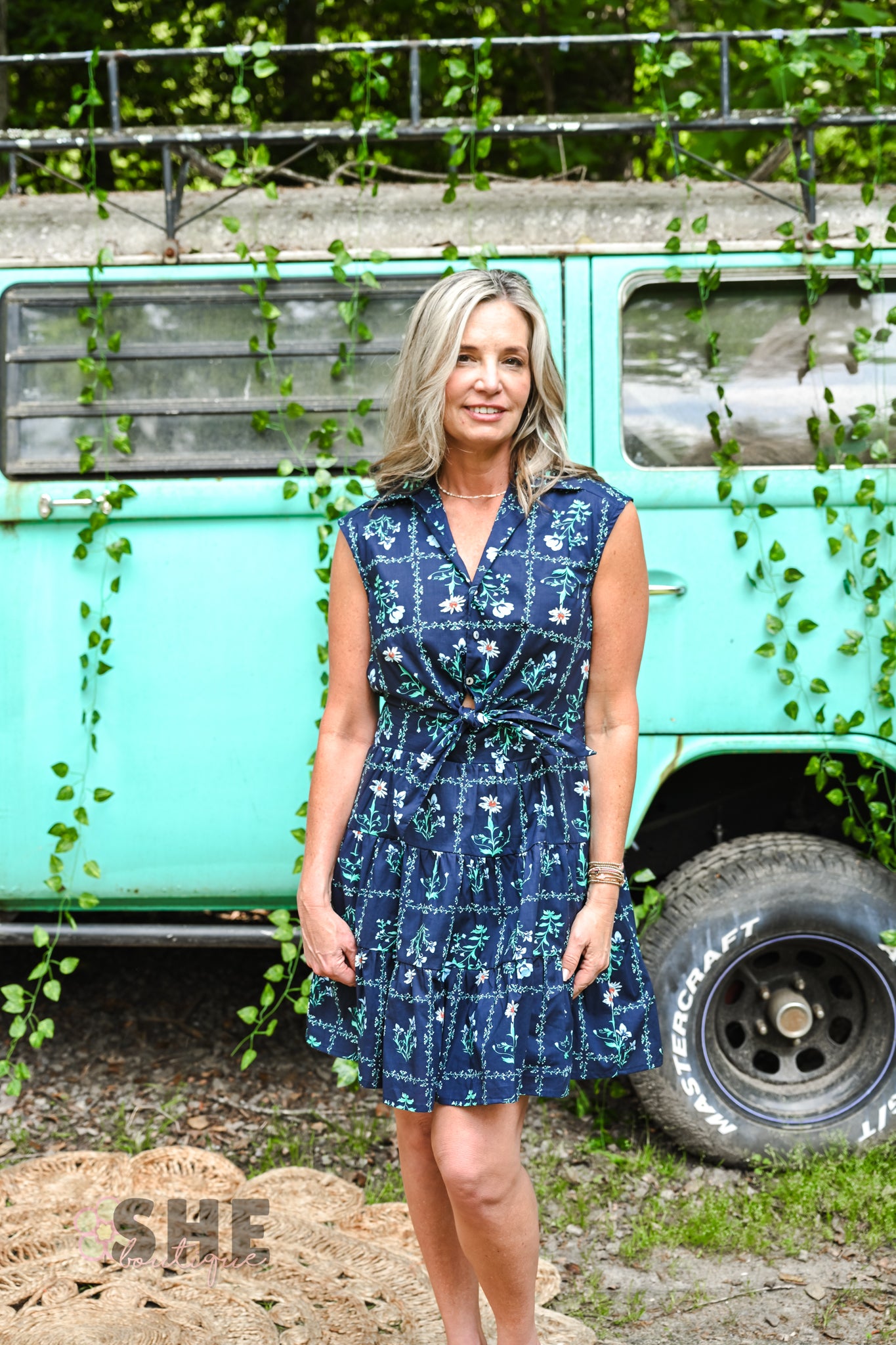 Navy Daisy Dress