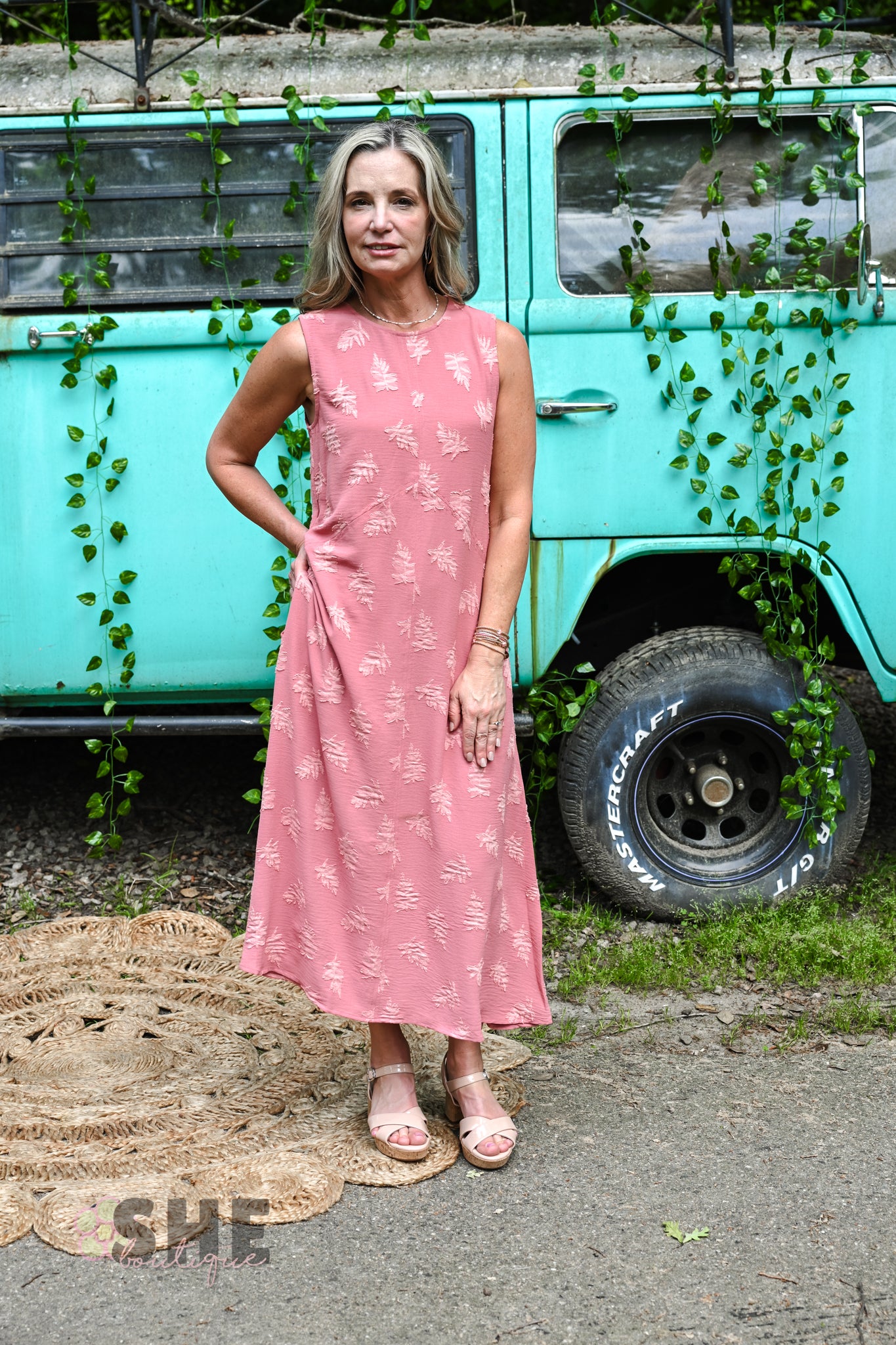 Rose Leaf Midi Dress