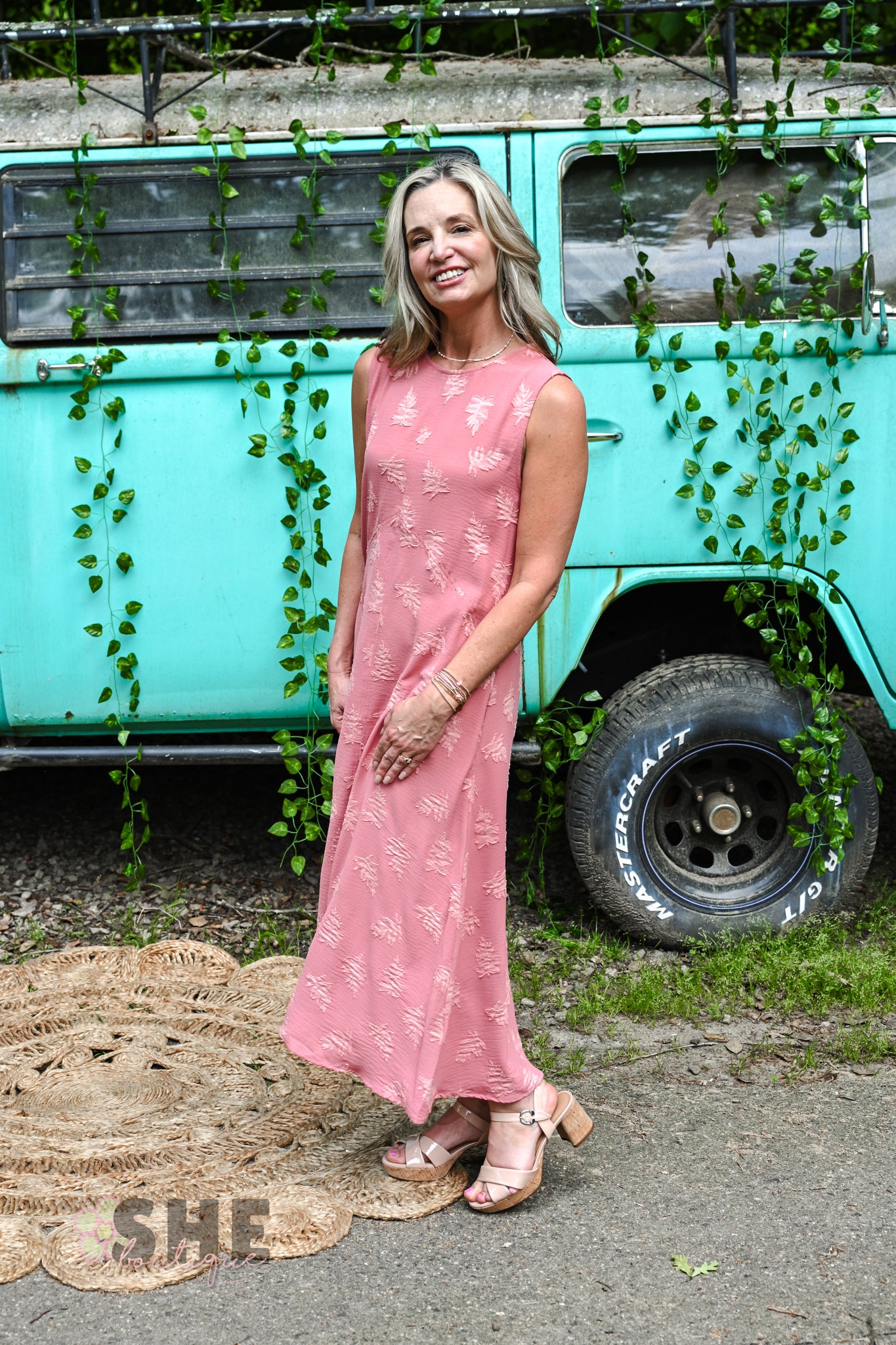Rose Leaf Midi Dress