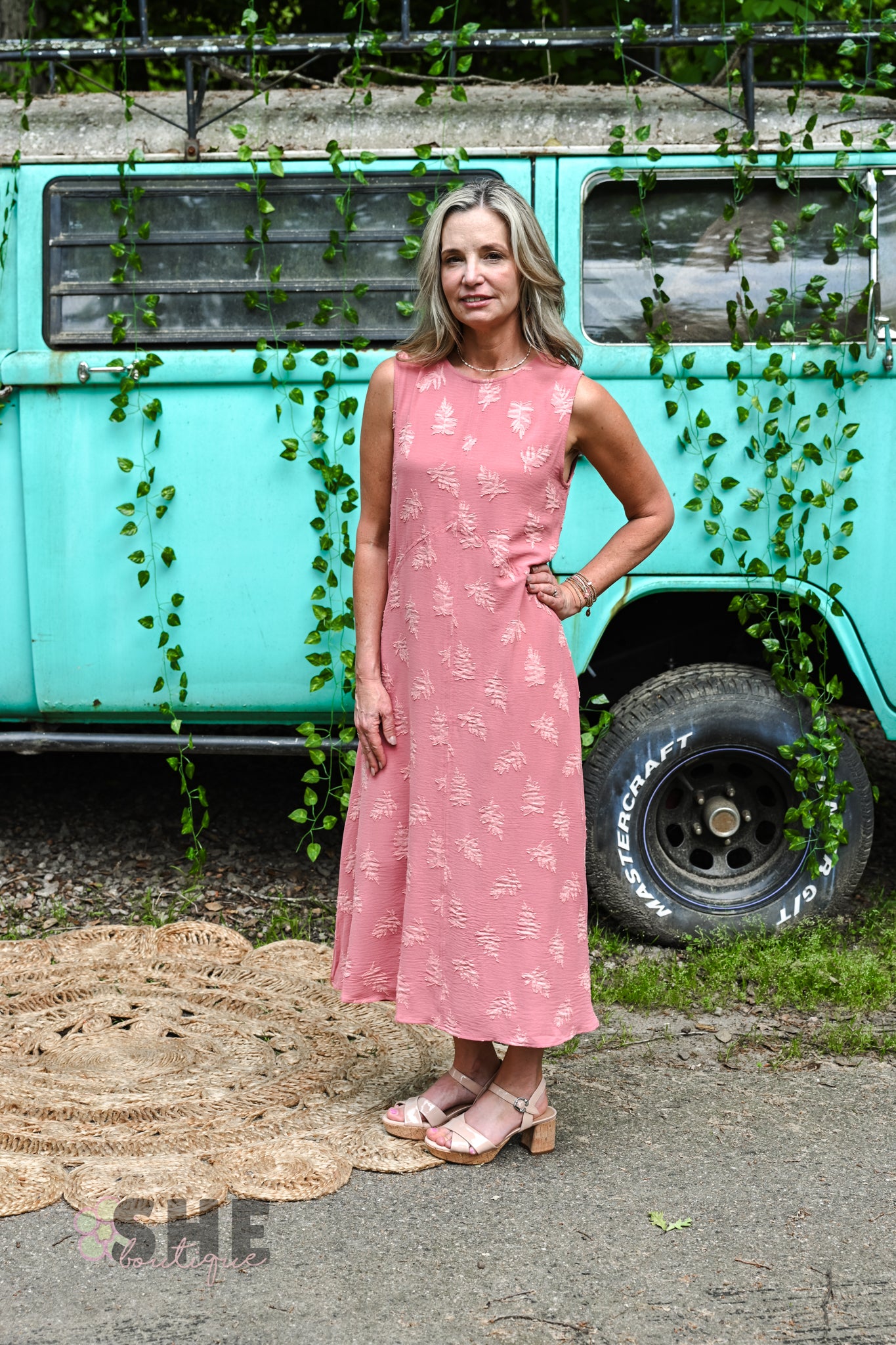 Rose Leaf Midi Dress