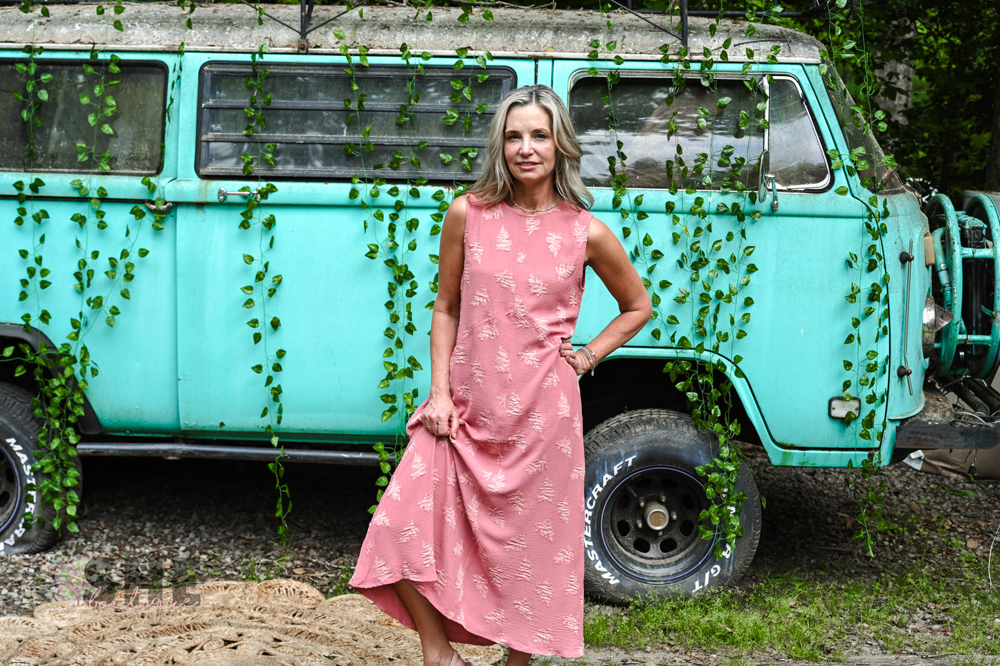 Rose Leaf Midi Dress