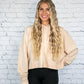 Cream Cropped Hoodie -