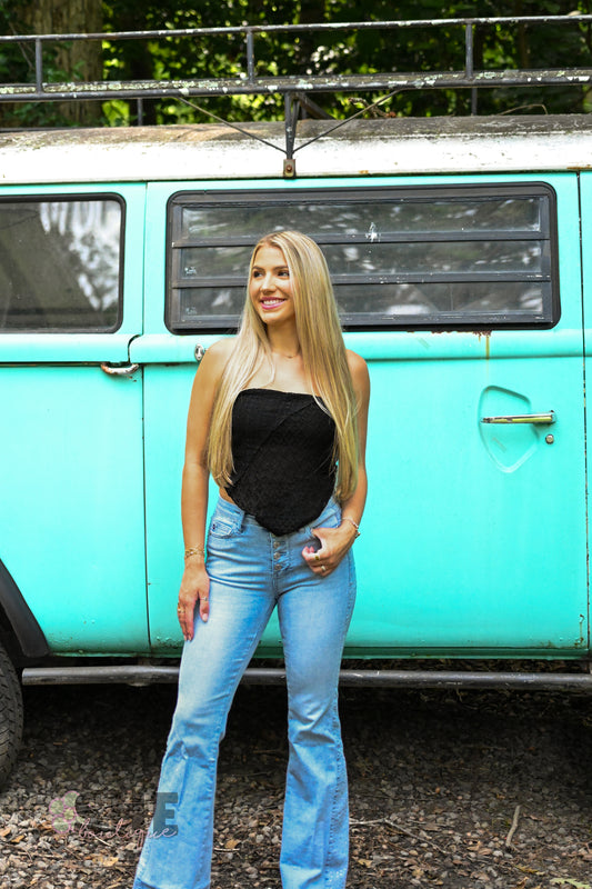 Black Lace Bandana Top