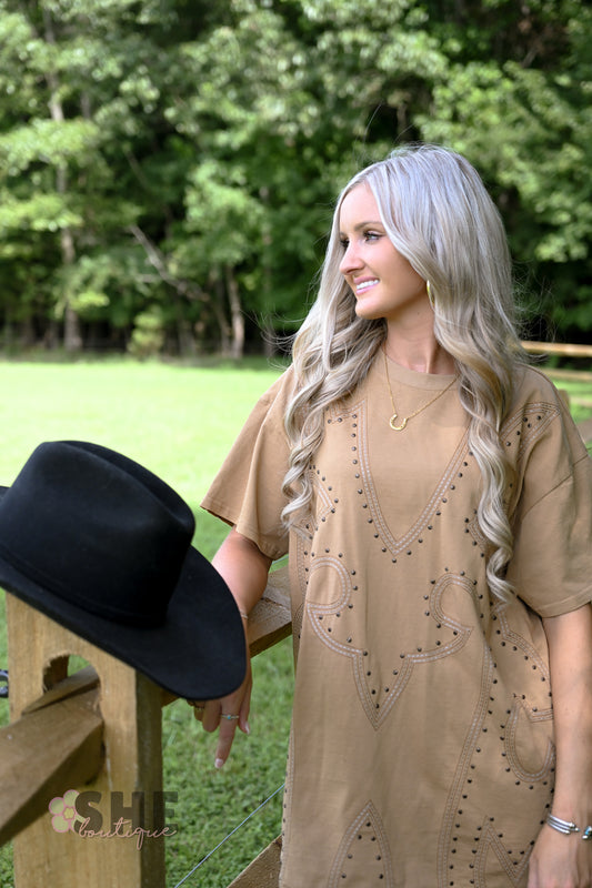 Studded Boot Stitch Tshirt Dress