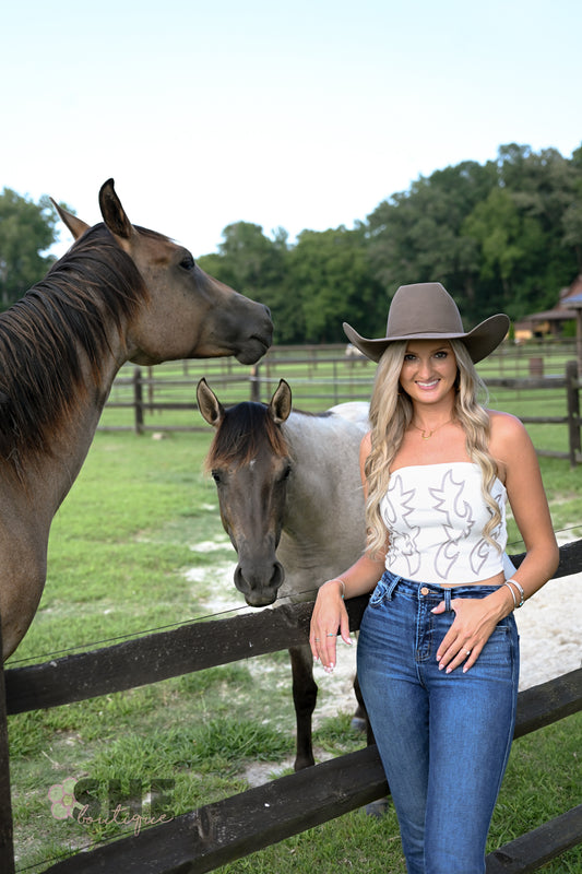 Howdy Boot Stitch Tube Top