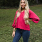 Tanner Bubble Sleeve Top - Crimson