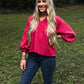 Tanner Bubble Sleeve Top - Crimson