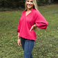 Tanner Bubble Sleeve Top - Crimson