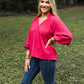 Tanner Bubble Sleeve Top - Crimson