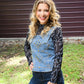 Black Mesh Boot Stitch Fitted Top