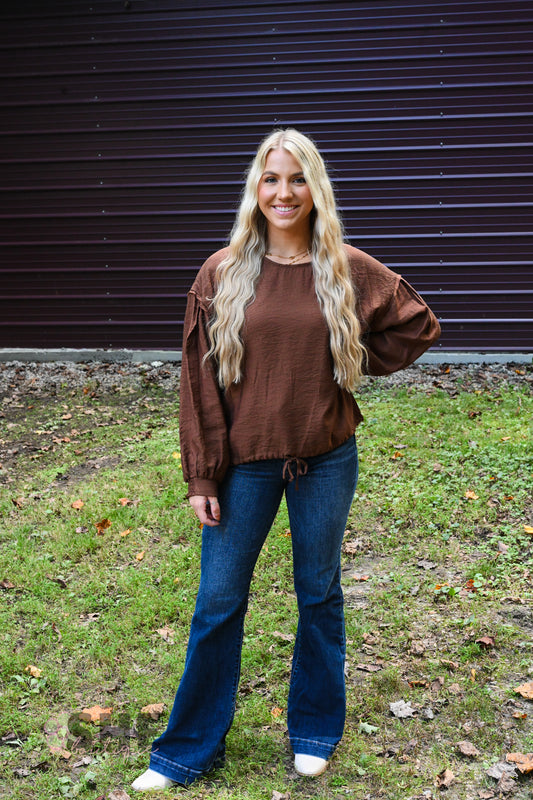 Work For It Brown Top