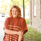 Rust Stripe Poncho Sweater -