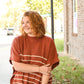 Rust Stripe Poncho Sweater -
