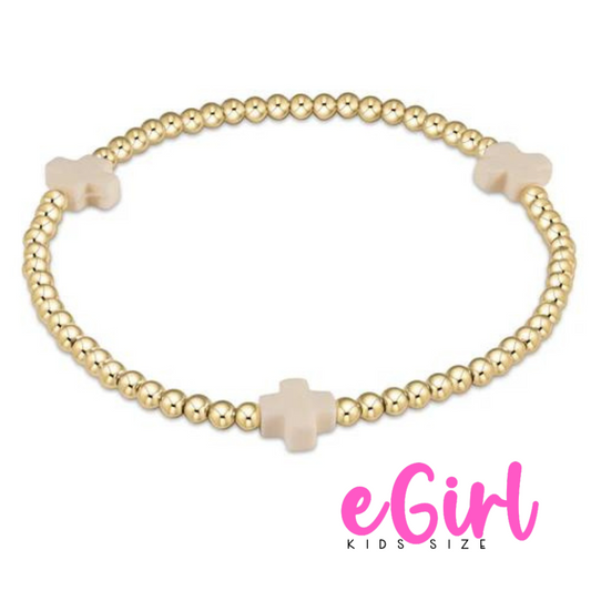 EGIRL Signature Cross Gold 3mm Off White (KIDS)