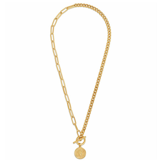 Stacie Toggle Chain Coin Necklace - Gold 106