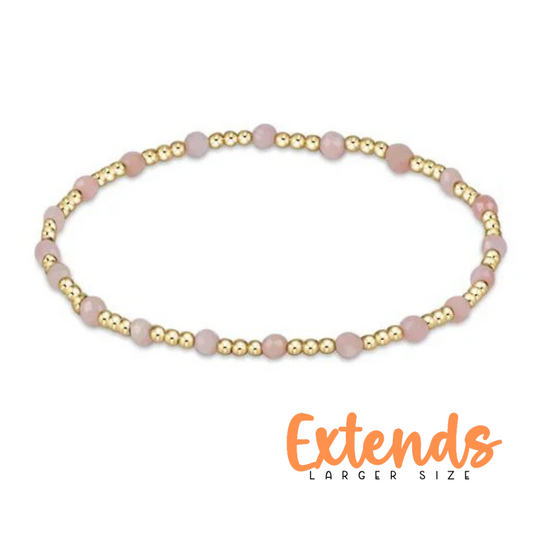EXTENDS - GEMSTONE GOLD SINCERITY PATTERN 3MM BEAD BRACELET - PINK OPAL