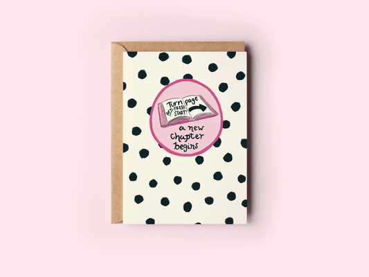 A New Chapter Begins Books Congrats Good Luck Greeting Card - She Chester