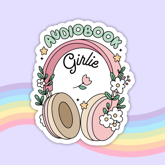 Audio Book Girlie Vinyl Sticker – Book Lover Gift: 2.5"