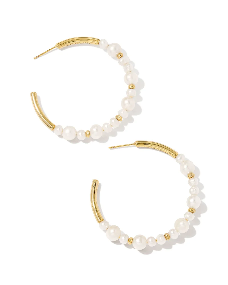 Jovie Beaded Hoop Pearl