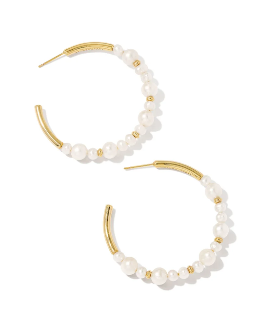 Jovie Beaded Hoop Pearl