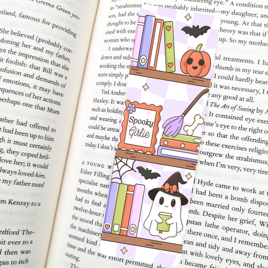 Spooky Girlie Bookshelf Bookmark – Soft Matte Laminated 