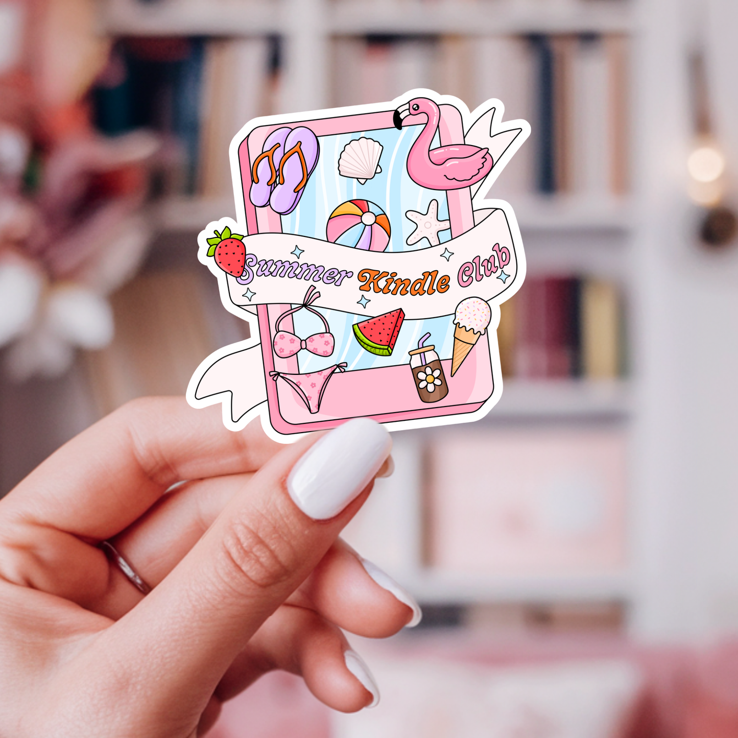 Summer Kindle Club Vinyl Sticker – Summer Book Lover : 2.5"