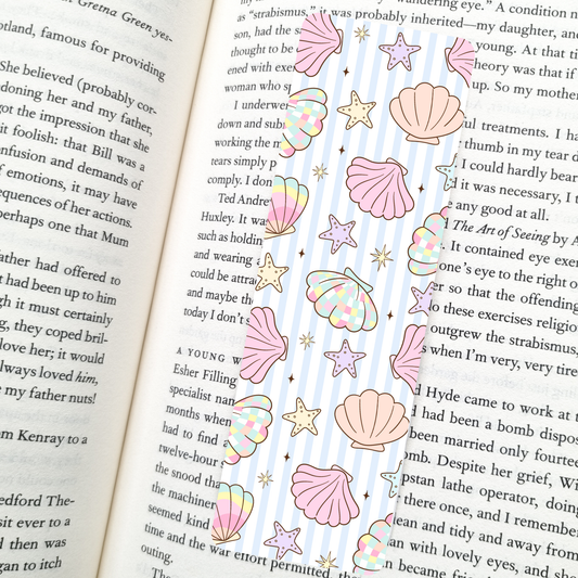 Pastel Rainbow Sea Shells Bookmark | Soft Matte Laminated  