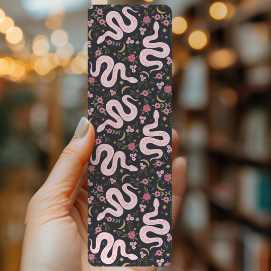 Pink Boho Snakes Bookmark – Soft Matte Laminated 