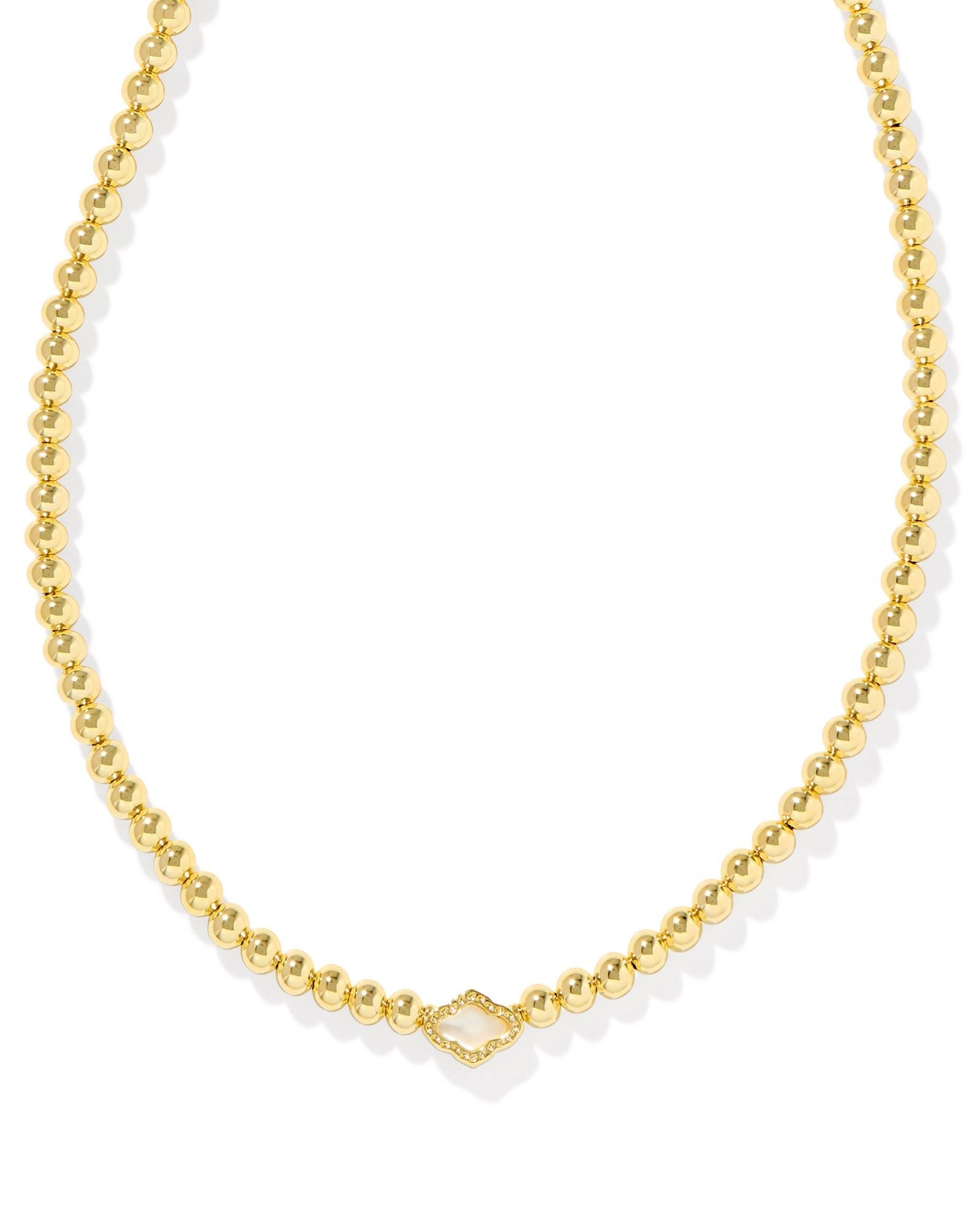 Abbie Beaded Necklace Gold Natural MOP - She Chester